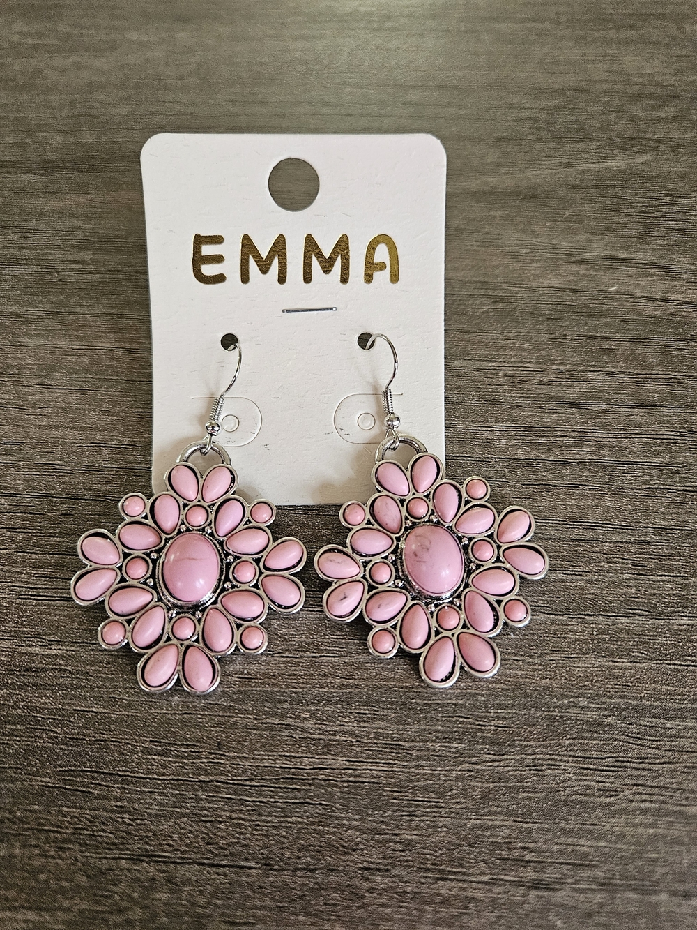 Emma Pink Floral Drop Earrings - Pink Statement Jewelry
